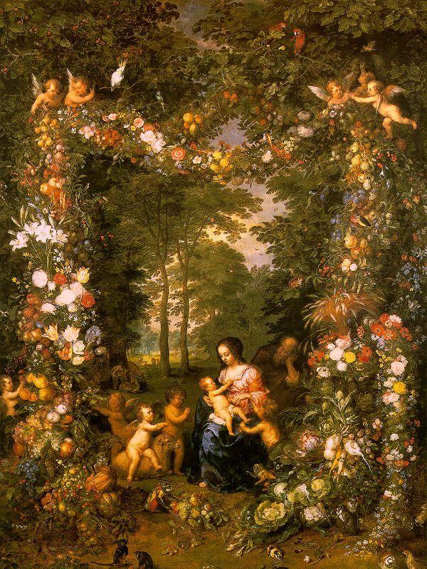 Jan Brueghel Holy Family in a Flower Fruit Wreath China oil painting art